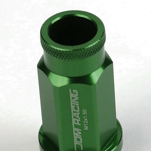 Green Aluminum M12x1.50 50mm Tall Open Knurl Acorn Tuner 20x Conical Lug Nuts-Accessories-BuildFastCar