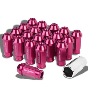 Pink Aluminum M12x1.50 50mm Tall Open Knurl Acorn Tuner 20x Conical Lug Nuts-Accessories-BuildFastCar