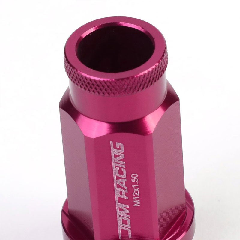 Pink Aluminum M12x1.50 50mm Tall Open Knurl Acorn Tuner 20x Conical Lug Nuts-Accessories-BuildFastCar