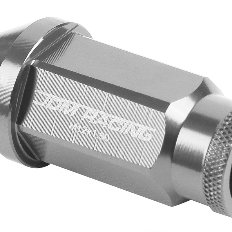 Silver Aluminum M12x1.50 50mm Tall Open Knurl Acorn Tuner 20x Conical Lug Nuts-Accessories-BuildFastCar