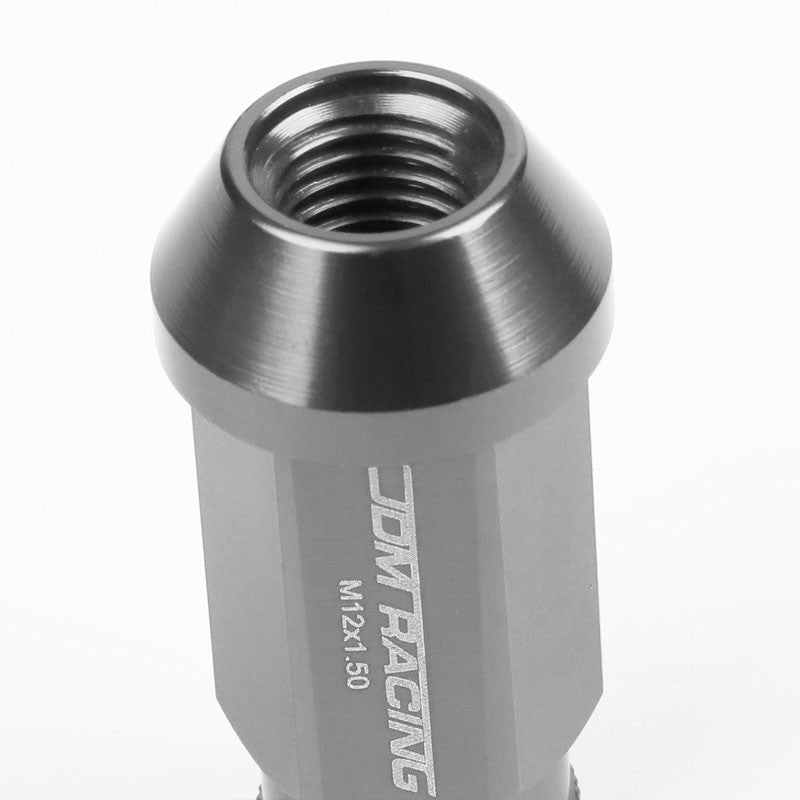 Silver Aluminum M12x1.50 50mm Tall Open Knurl Acorn Tuner 20x Conical Lug Nuts-Accessories-BuildFastCar