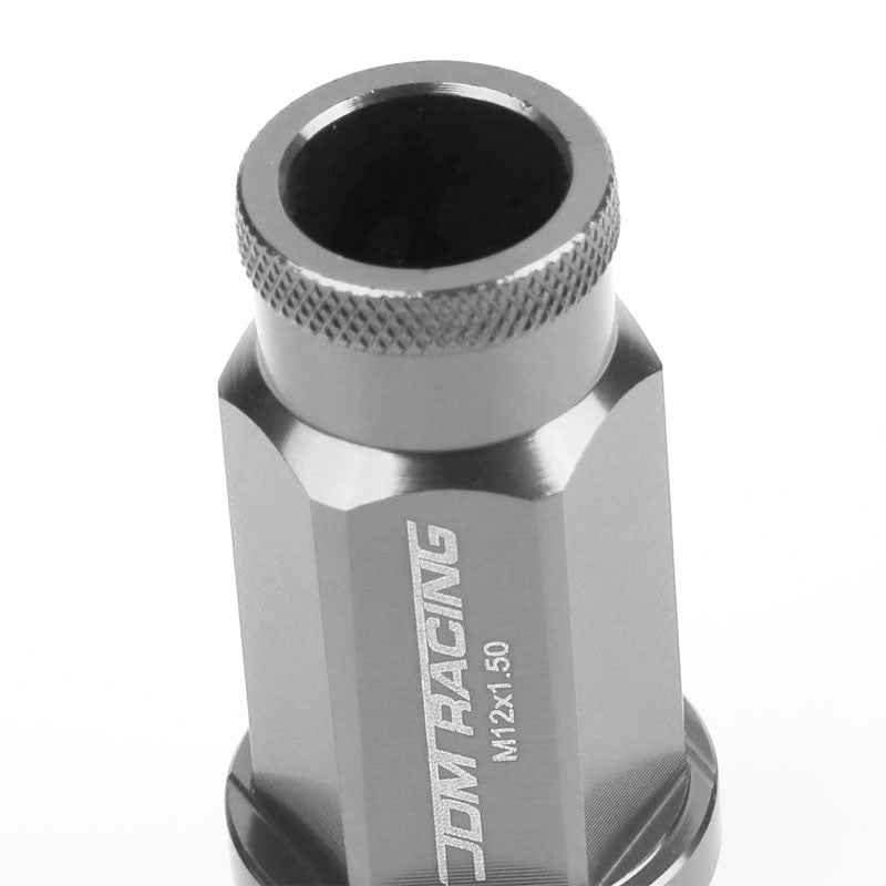 Silver Aluminum M12x1.50 50mm Tall Open Knurl Acorn Tuner 20x Conical Lug Nuts-Accessories-BuildFastCar