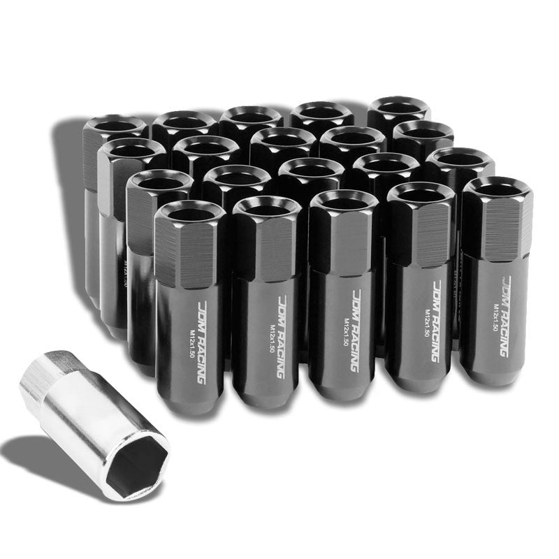 Black Aluminum M12x1.50 20MM Hexagon Open End Acorn Tuner 20x Conical Lug Nuts-Accessories-BuildFastCar