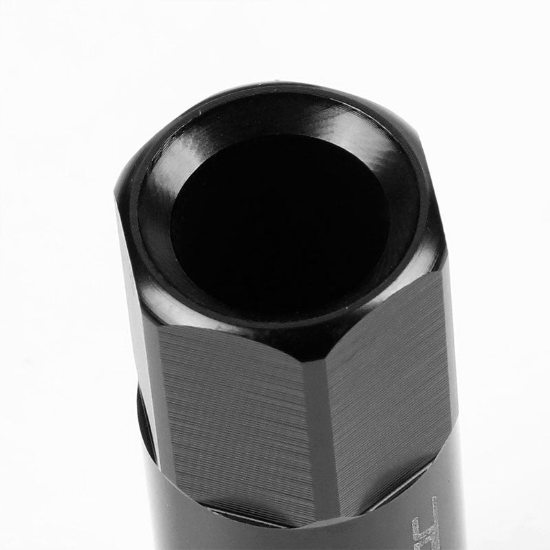 Black Aluminum M12x1.50 20MM Hexagon Open End Acorn Tuner 20x Conical Lug Nuts-Accessories-BuildFastCar