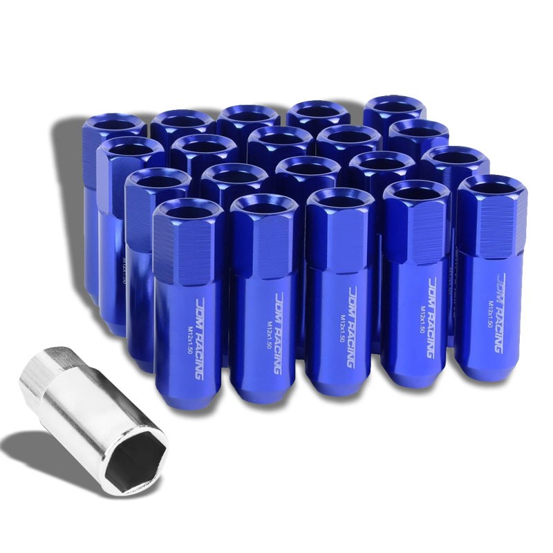 Blue Aluminum M12x1.50 20MM Hexagon Open End Acorn Tuner 20x Conical Lug Nuts-Accessories-BuildFastCar