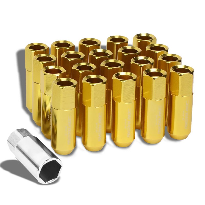 Gold Aluminum M12x1.50 20MM Hexagon Open End Acorn Tuner 20x Conical Lug Nuts-Accessories-BuildFastCar