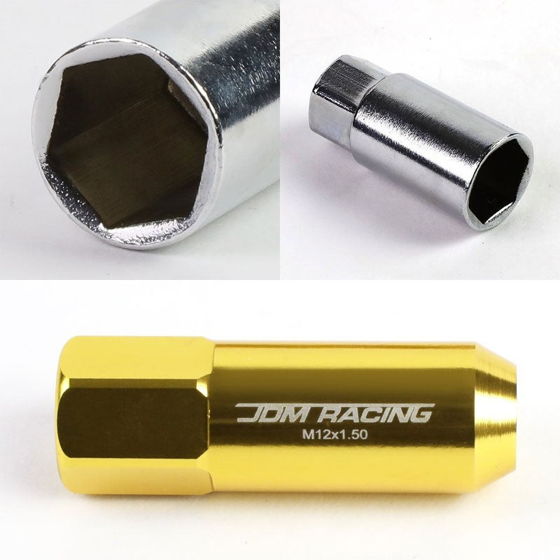 Gold Aluminum M12x1.50 20MM Hexagon Open End Acorn Tuner 20x Conical Lug Nuts-Accessories-BuildFastCar