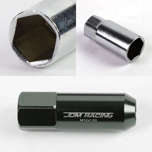 Gunmetal Aluminum M12x1.50 20MM Hexagon Open Acorn Tuner 20x Conical Lug Nuts-Accessories-BuildFastCar