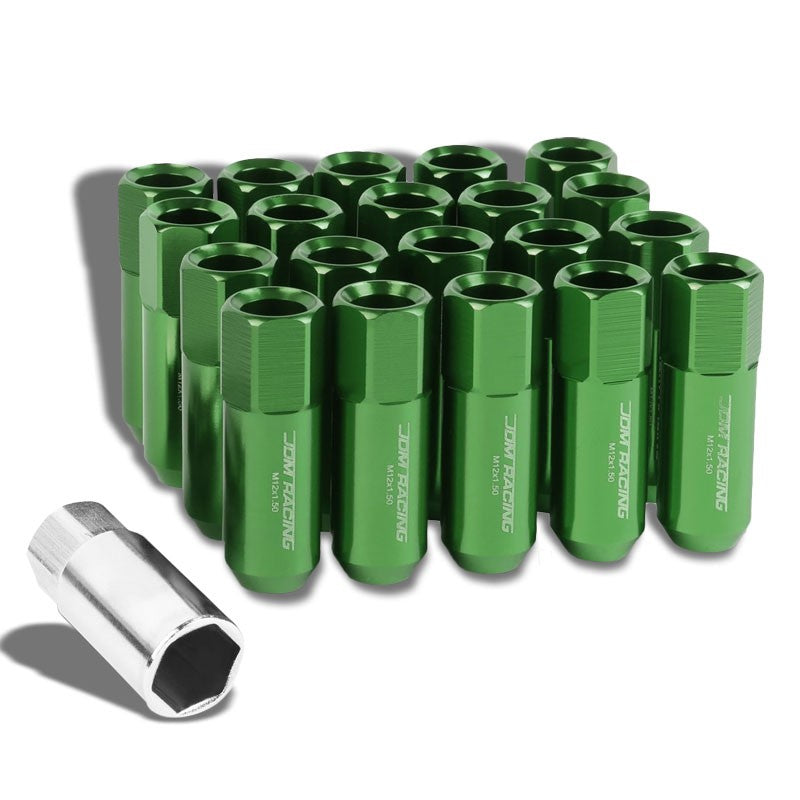 Green Aluminum M12x1.50 20MM Hexagon Open End Acorn Tuner 20x Conical Lug Nuts-Accessories-BuildFastCar