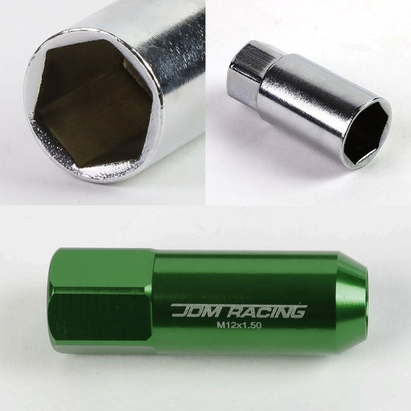 Green Aluminum M12x1.50 20MM Hexagon Open End Acorn Tuner 20x Conical Lug Nuts-Accessories-BuildFastCar