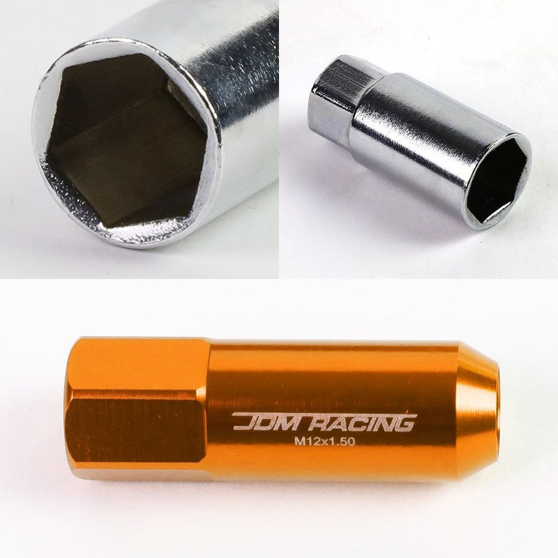 Orange Aluminum M12x1.50 20MM Hexagon Open End Acorn Tuner 20x Conical Lug Nuts-Accessories-BuildFastCar