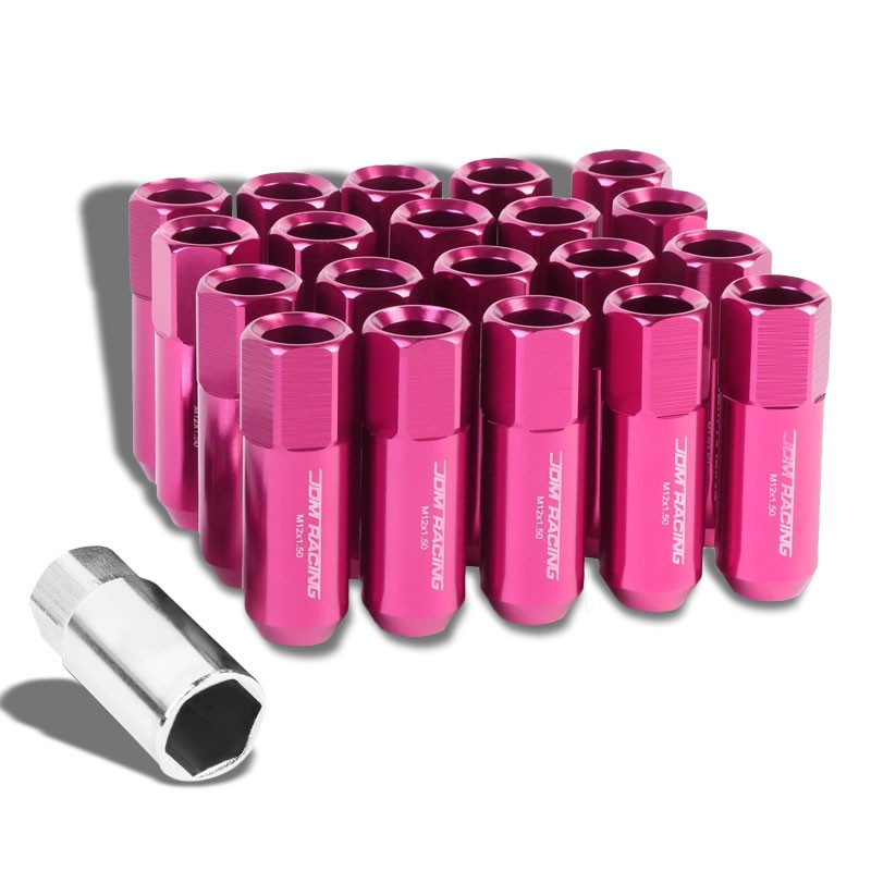 Pink Aluminum M12x1.50 20MM Hexagon Open End Acorn Tuner 20x Conical Lug Nuts-Accessories-BuildFastCar