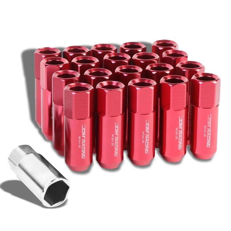 Red Aluminum M12x1.50 20MM Hexagon Open End Acorn Tuner 20x Conical Lug Nuts-Accessories-BuildFastCar