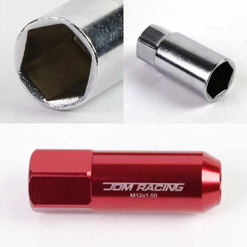 Red Aluminum M12x1.50 20MM Hexagon Open End Acorn Tuner 20x Conical Lug Nuts-Accessories-BuildFastCar