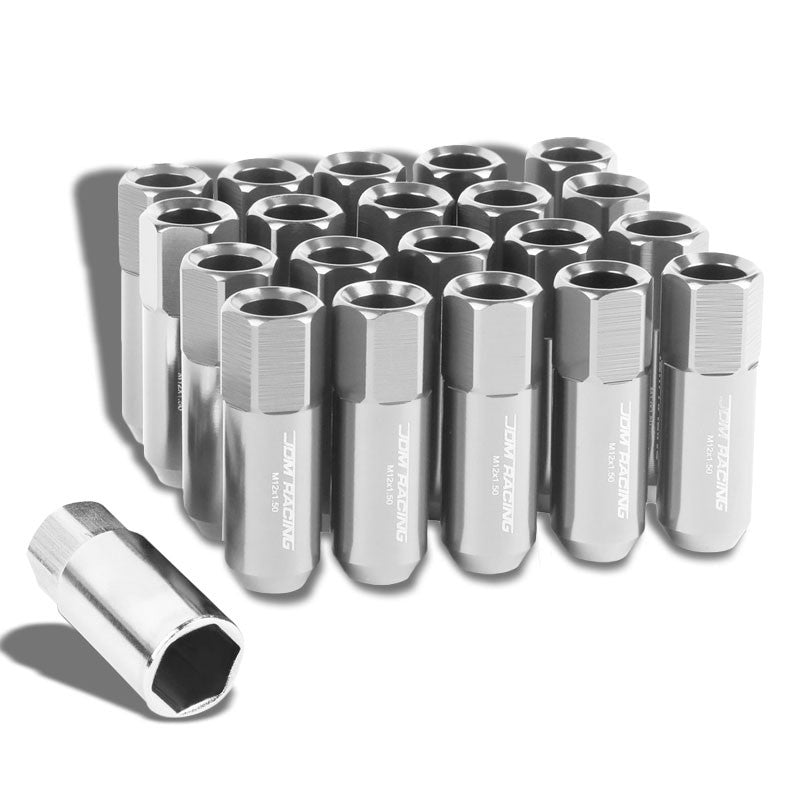 Silver Aluminum M12x1.50 20MM Hexagon Open End Acorn Tuner 20x Conical Lug Nuts-Accessories-BuildFastCar