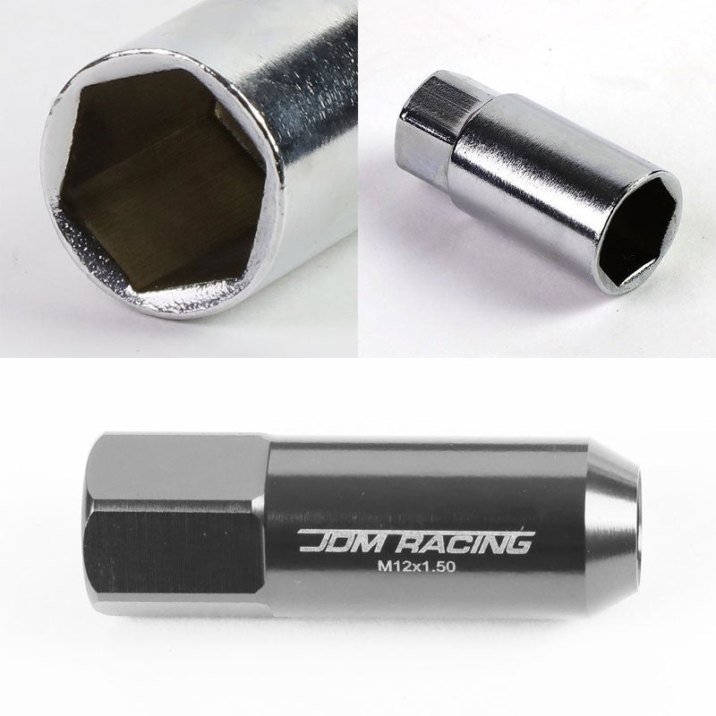 Silver Aluminum M12x1.50 20MM Hexagon Open End Acorn Tuner 20x Conical Lug Nuts-Accessories-BuildFastCar
