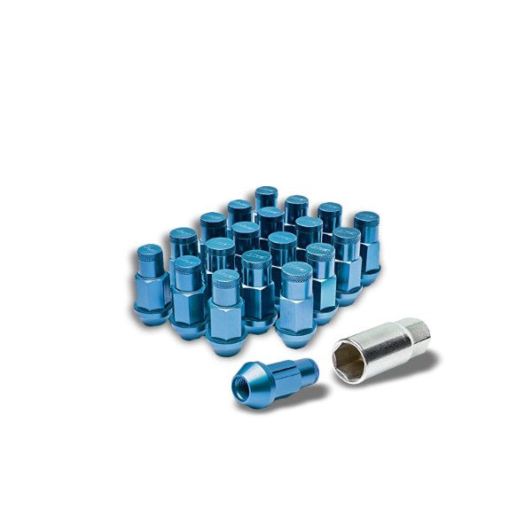 Blue Aluminum M12x1.50 Extended Design Close End Acorn Tuner 16x Lug Nuts+4 Lock-Accessories-BuildFastCar