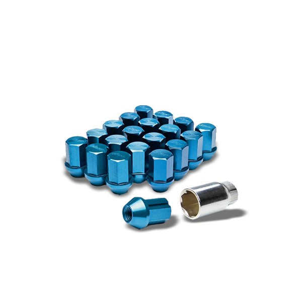 Blue Aluminum M12x1.50 Short Design Close End Acorn Tuner 16x Lug Nuts+4 Lock-Accessories-BuildFastCar