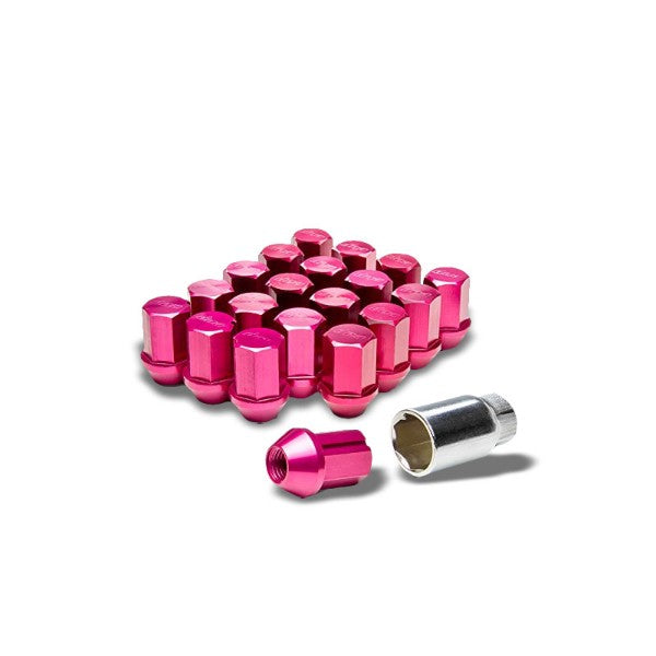 Red Aluminum M12x1.50 Short Design Close End Acorn Tuner 16x Lug Nuts+4 Lock-Accessories-BuildFastCar
