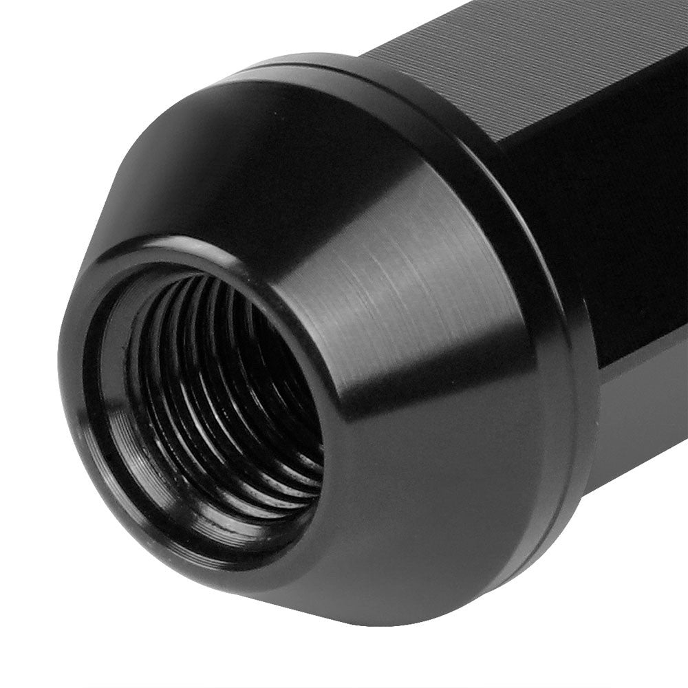 J2 Black M12x1.25 Open Knurled End Acorn Tuner Lug Nuts