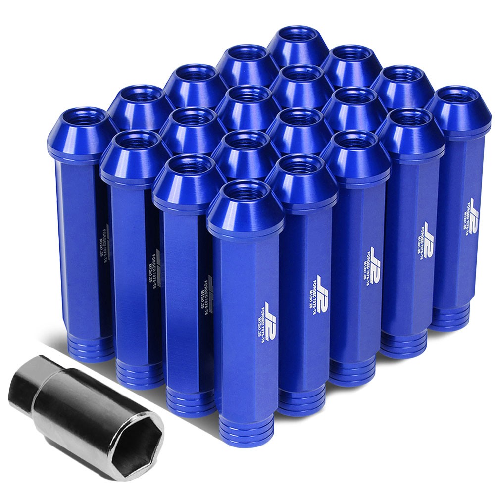 J2 Blue M12x1.25 Open Knurled End Acorn Tuner Lug Nuts