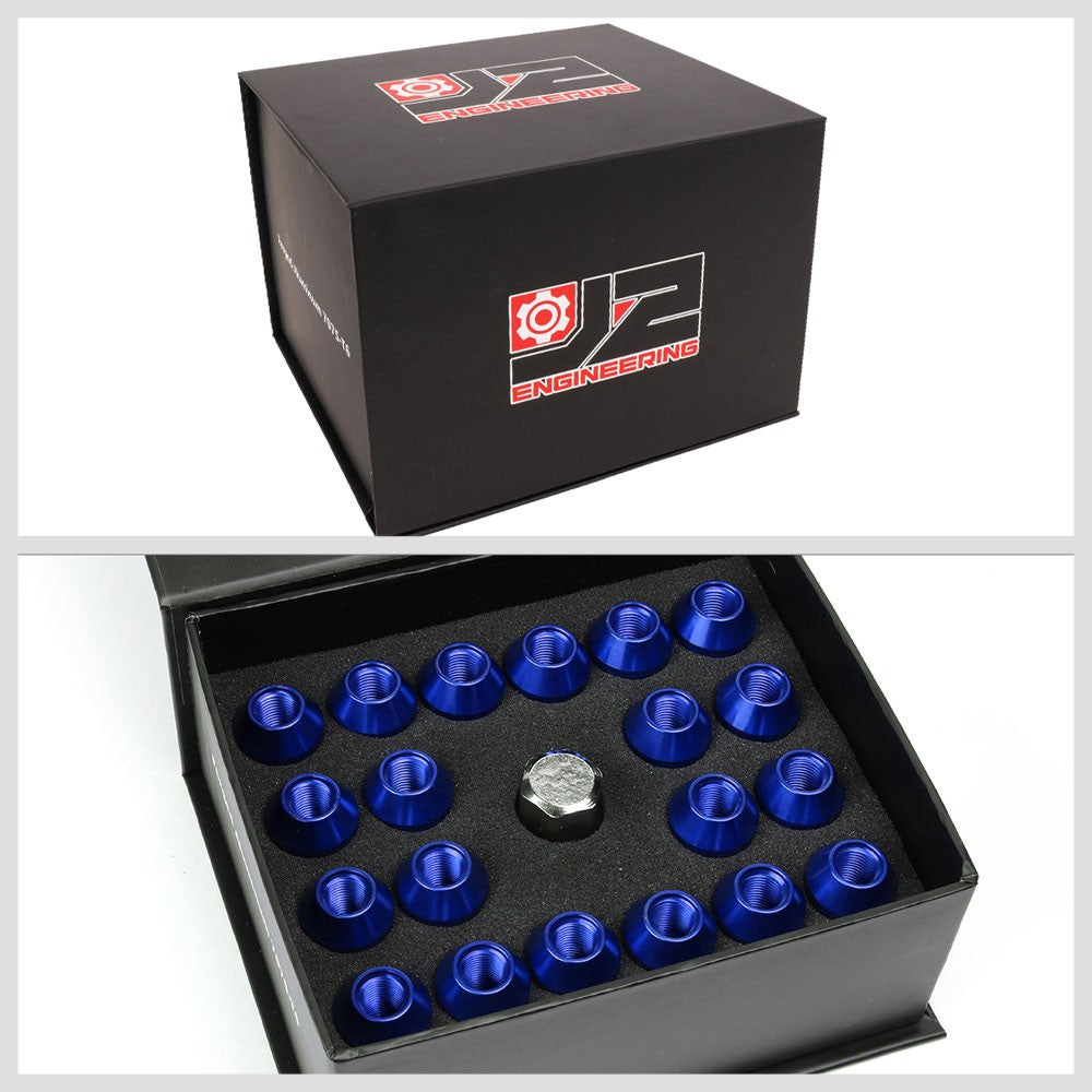 J2 Blue M12x1.25 Open Knurled End Acorn Tuner Lug Nuts