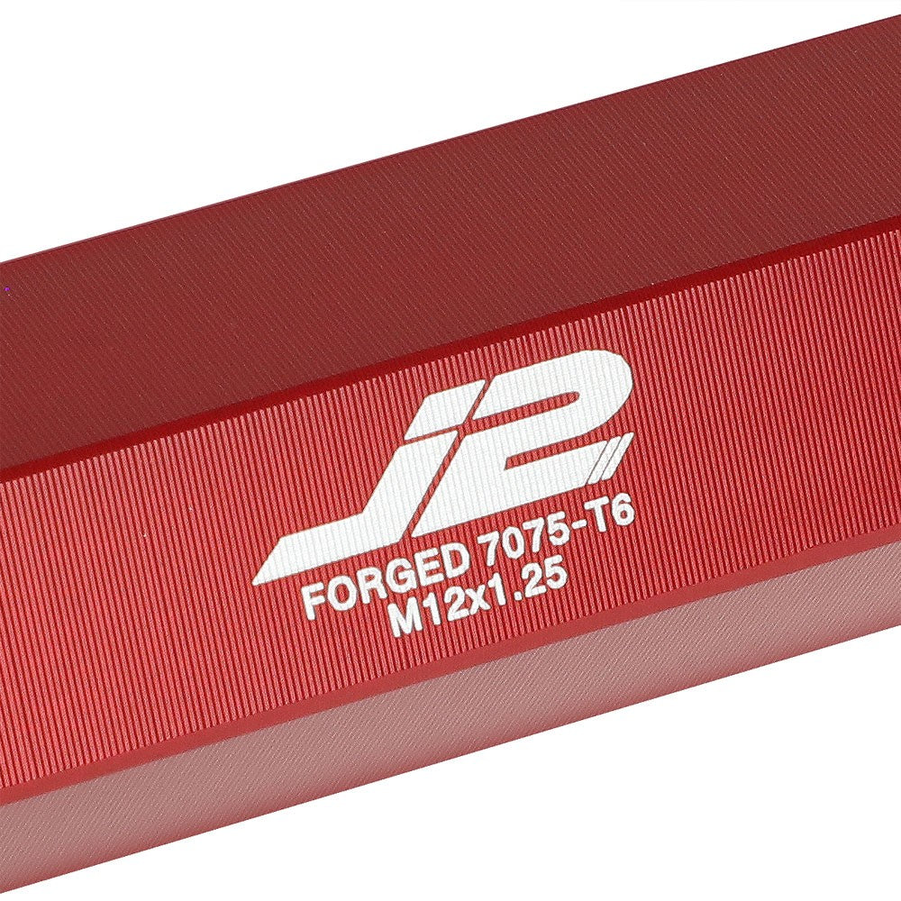 J2 Red M12x1.25 Open Knurled End Acorn Tuner Lug Nuts