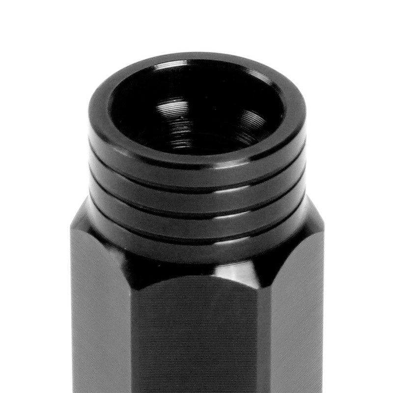 J2 Black Open Knurled End Acorn Tuner 90MM M12x1.50 Lug Nuts 20 Pcs Set+Adapter-Car & Truck Wheels-BuildFastCar