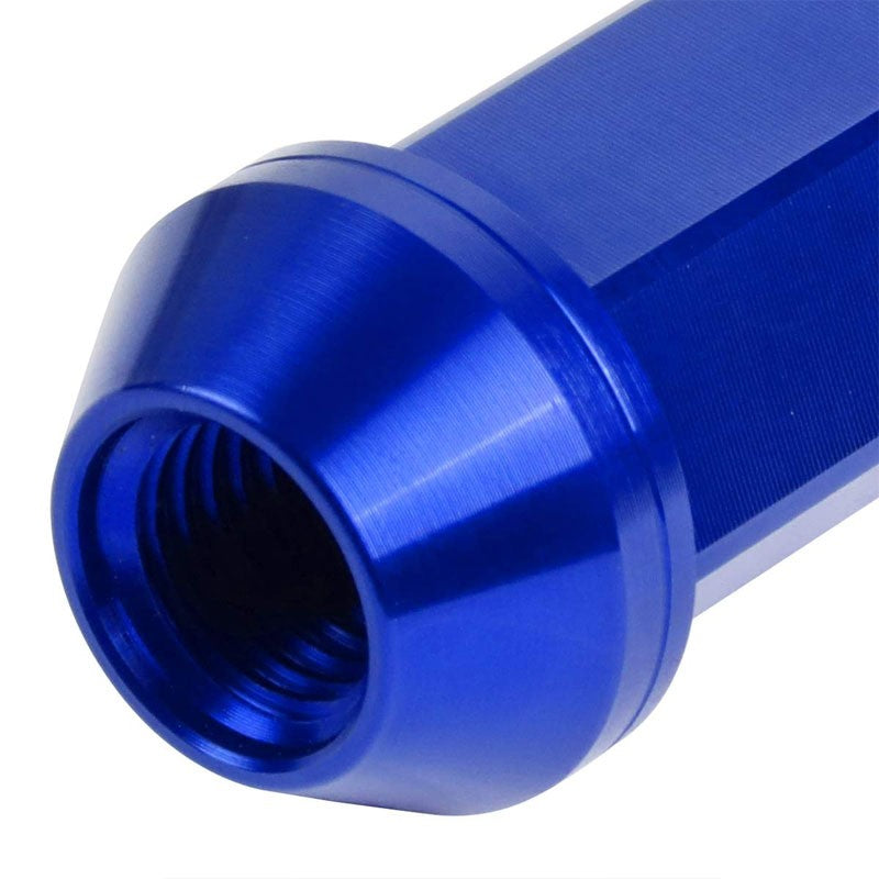 J2 Blue Open Knurled End Acorn Tuner 25MM OD/90MM M12 x 1.50 Lug Nuts+Adapter-Car & Truck Wheels-BuildFastCar