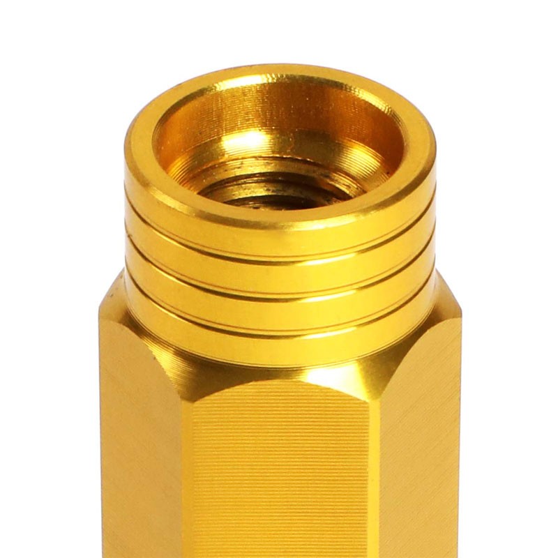 J2 Gold Open Knurled End Acorn Tuner 25MM OD/90MM M12 x 1.50 Lug Nuts+Adapter-Car & Truck Wheels-BuildFastCar
