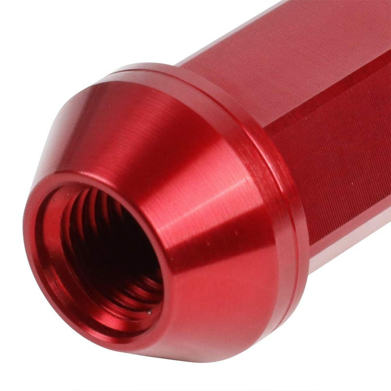 20PCs J2 Engineering Forged Aluminum Red Lug Nut [Open Knurled End Acorn T7-001] [Conical Seat / M12 x 1.50]