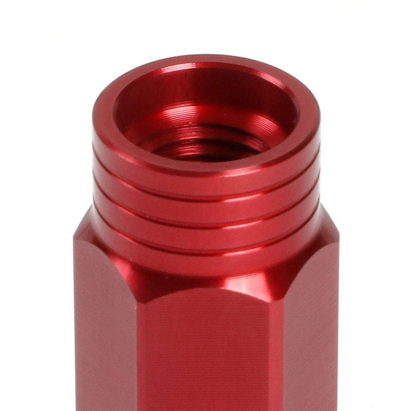 20PCs J2 Engineering Forged Aluminum Red Lug Nut [Open Knurled End Acorn T7-001] [Conical Seat / M12 x 1.50]