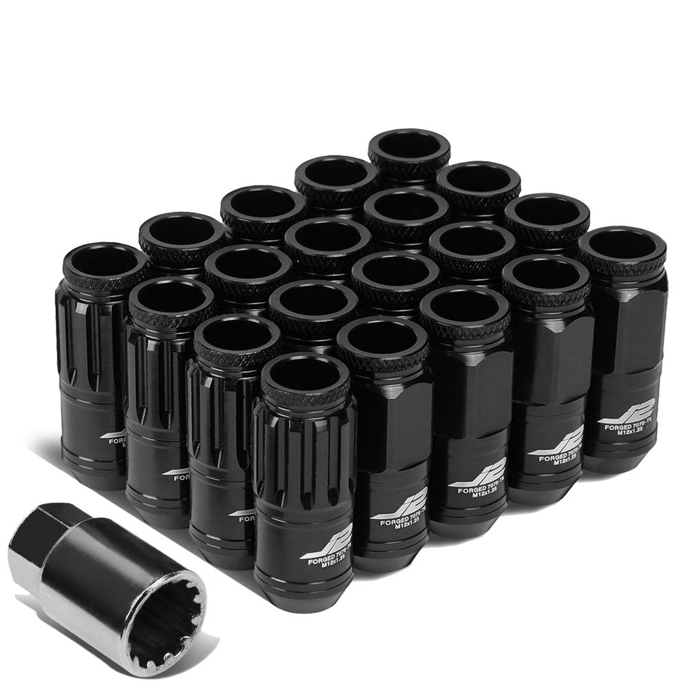J2 Black M12x1.25 Open End Acorn Tuner Lug Nuts