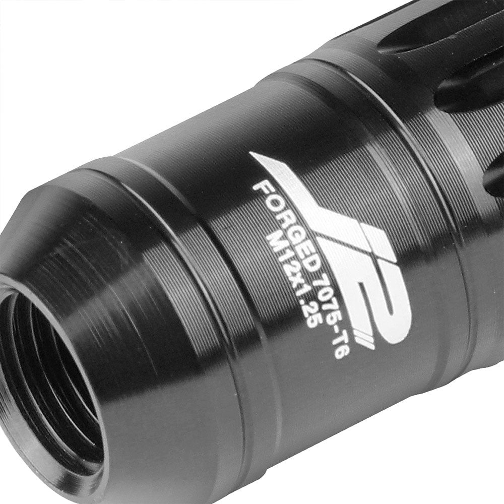 J2 Black M12x1.25 Open End Acorn Tuner Lug Nuts