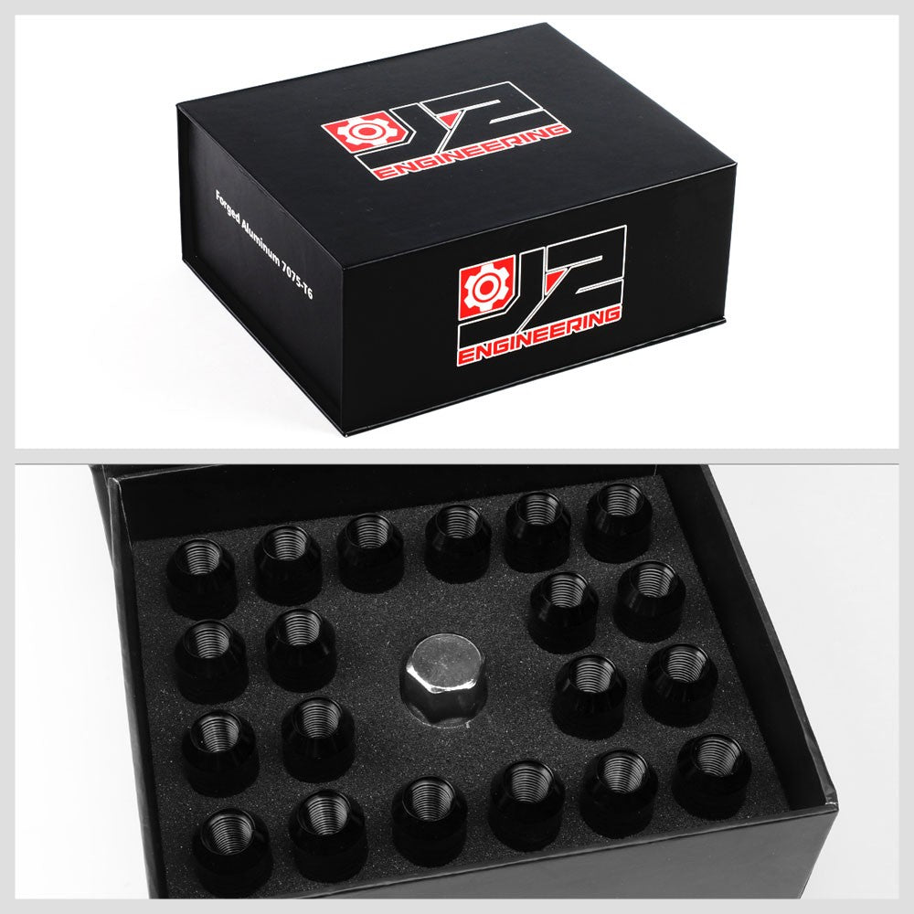 J2 Black M12x1.25 Open End Acorn Tuner Lug Nuts