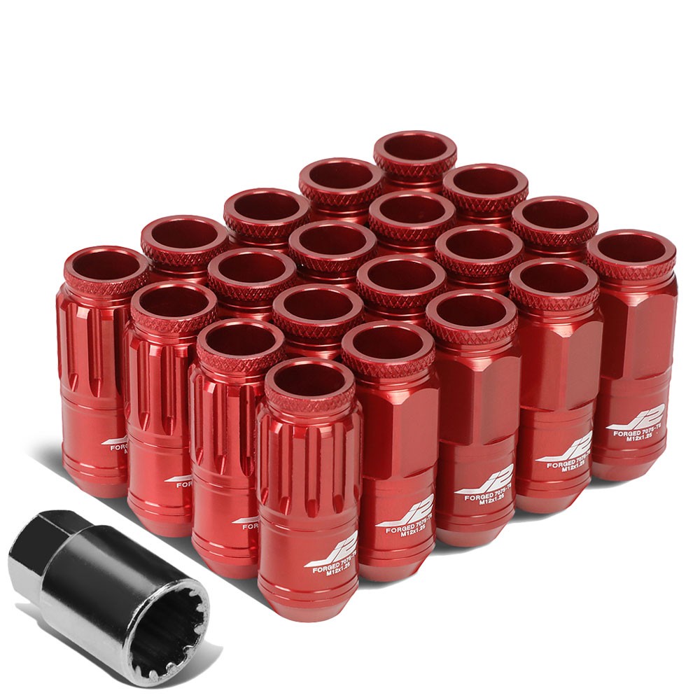 J2 Red M12x1.25 Open End Acorn Tuner Lug Nuts