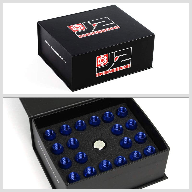J2 Blue Open End Acorn Tuner M12 x 1.50 20MM OD/50MM 16 Lug Nuts+4 Lock Nuts-Car & Truck Wheels-BuildFastCar