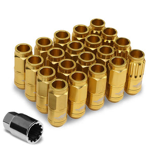 J2 Gold Open End Acorn Tuner M12 x 1.50 20MM OD/50MM 16 Lug Nuts+4 Lock Nuts-Car & Truck Wheels-BuildFastCar