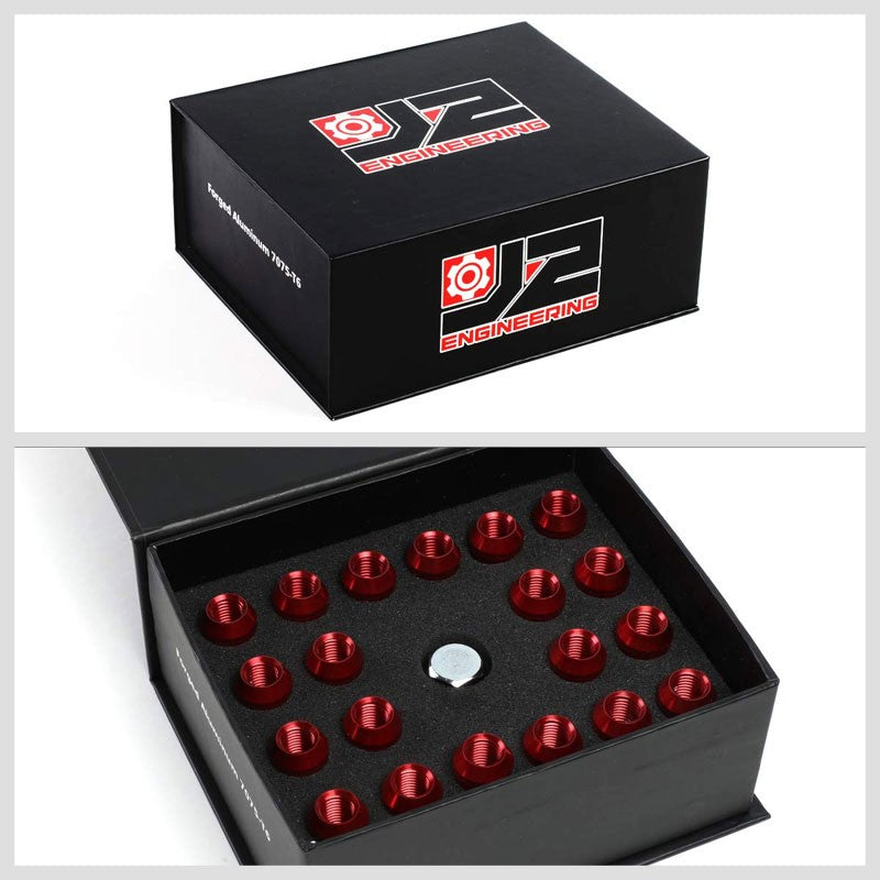 J2 Red Open End Acorn Tuner M12 x 1.50 20MM OD/50MM 16 Lug Nuts+4 Lock Nuts-Car & Truck Wheels-BuildFastCar
