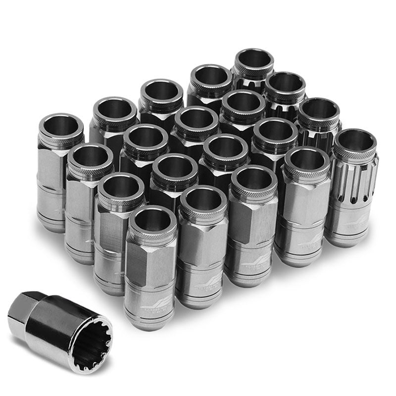 J2 Silver Open End Acorn Tuner M12 x 1.50 20MM OD/50MM 16 Lug Nuts+4 Lock Nuts-Car & Truck Wheels-BuildFastCar