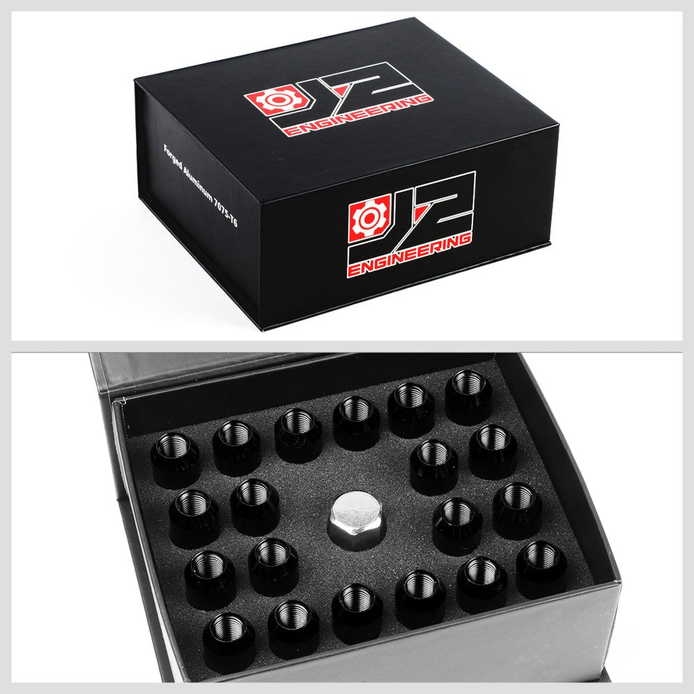 J2 Aluminum Black Open End Acorn Tuner Lug Nuts Conical Seat M12x1.25 T7-003-Car & Truck Wheels-BuildFastCar