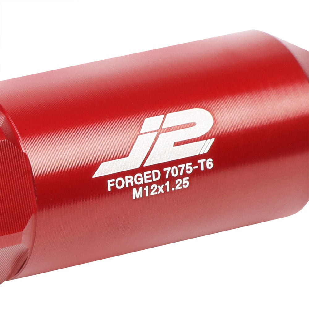 J2 Aluminum Red Open End Acorn Tuner Lug Nuts Conical Seat M12x1.25 T7-003-Car & Truck Wheels-BuildFastCar