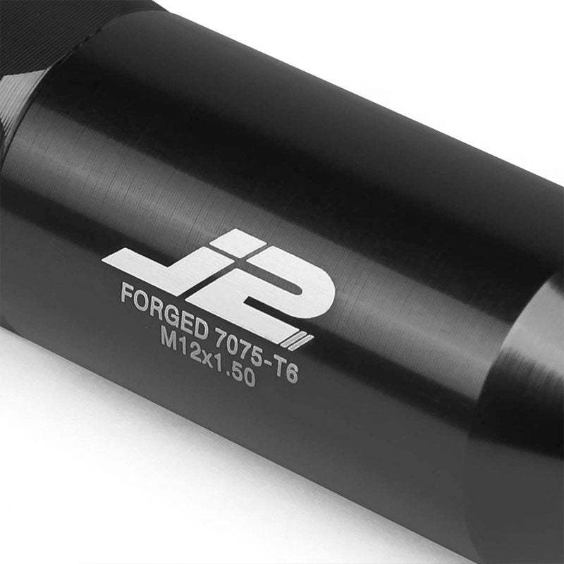J2 Aluminum Black Open End Acorn Tuner M12 x 1.50 20MM OD/60MM Height Lug Nuts-Car & Truck Wheels-BuildFastCar