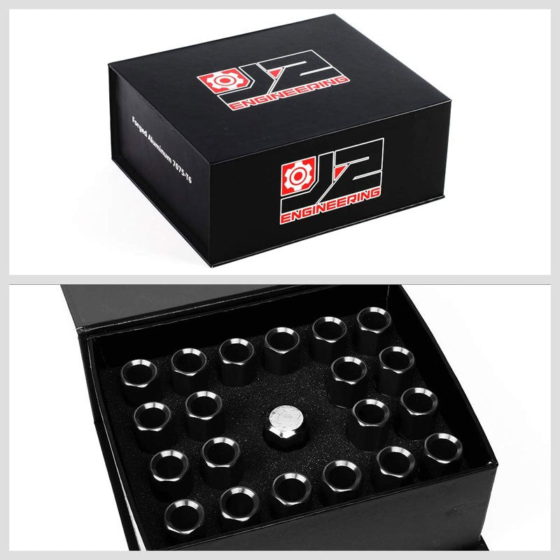 J2 Aluminum Black Open End Acorn Tuner M12 x 1.50 20MM OD/60MM Height Lug Nuts-Car & Truck Wheels-BuildFastCar
