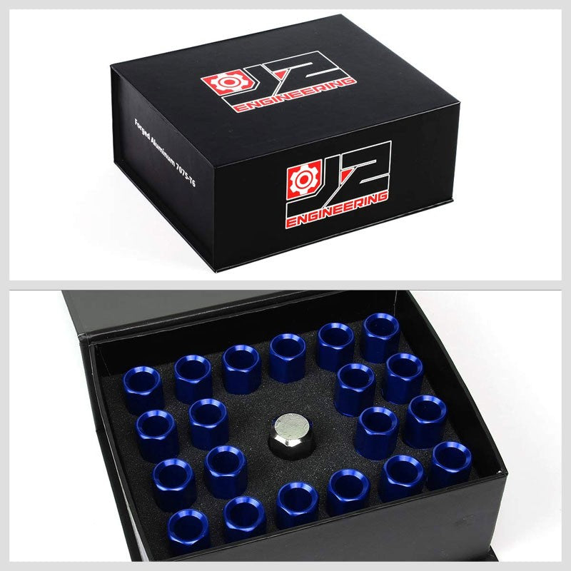 J2 Aluminum Blue Open End Acorn Tuner M12 x 1.50 20MM OD/60MM Height Lug Nuts-Car & Truck Wheels-BuildFastCar