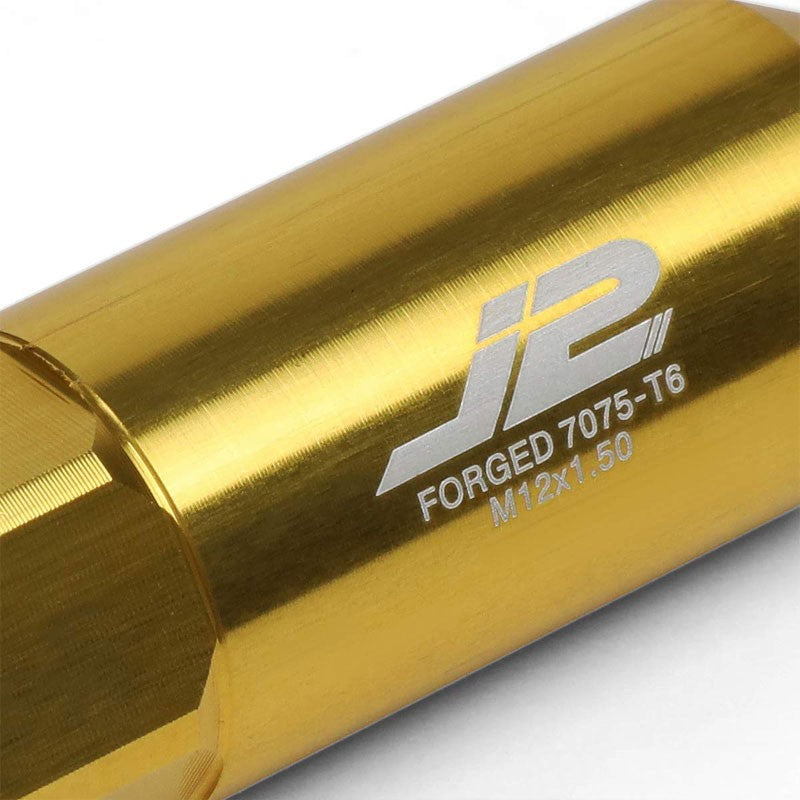 J2 Aluminum Gold Open End Acorn Tuner M12 x 1.50 20MM OD/60MM Height Lug Nuts-Car & Truck Wheels-BuildFastCar