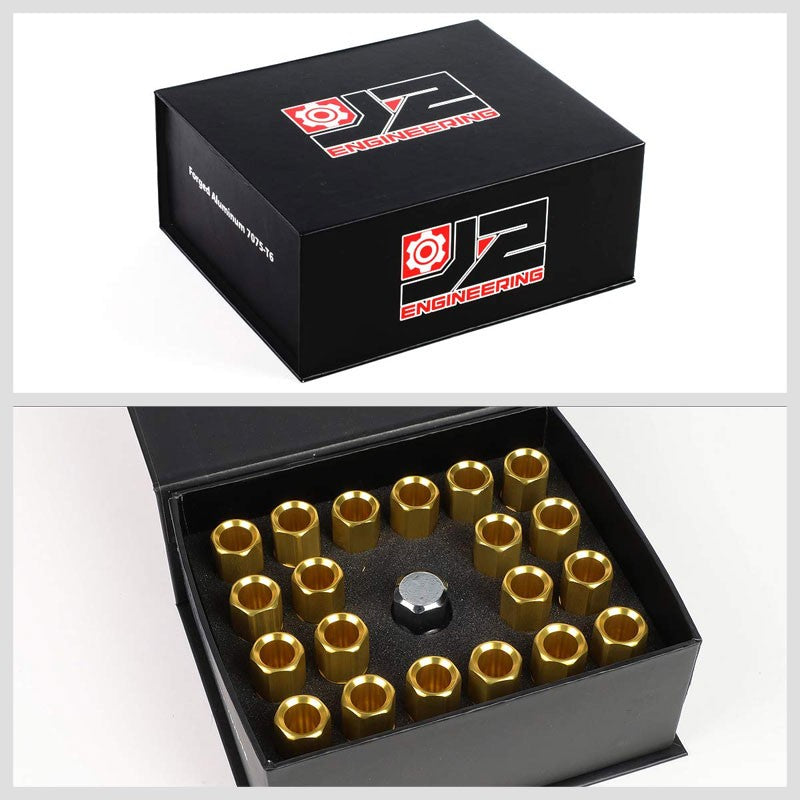 J2 Aluminum Gold Open End Acorn Tuner M12 x 1.50 20MM OD/60MM Height Lug Nuts-Car & Truck Wheels-BuildFastCar