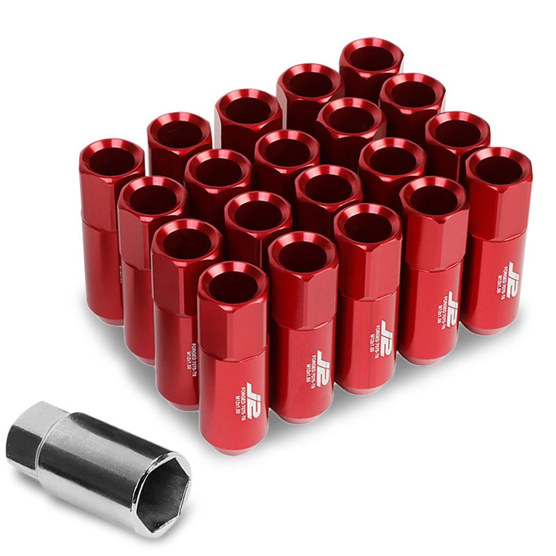 J2 Aluminum Red Open End Acorn Tuner M12 x 1.50 20MM OD/60MM Height Lug Nuts-Car &amp; Truck Wheels-BuildFastCar