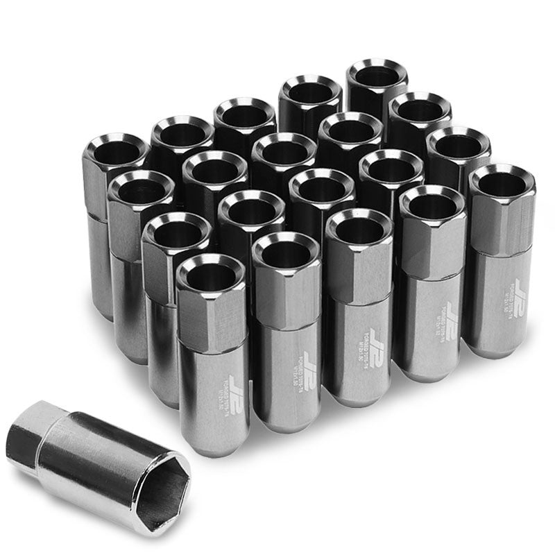 J2 Aluminum Silver Open End Acorn Tuner M12 x 1.50 20MM OD/60MM Height Lug Nuts-Car & Truck Wheels-BuildFastCar