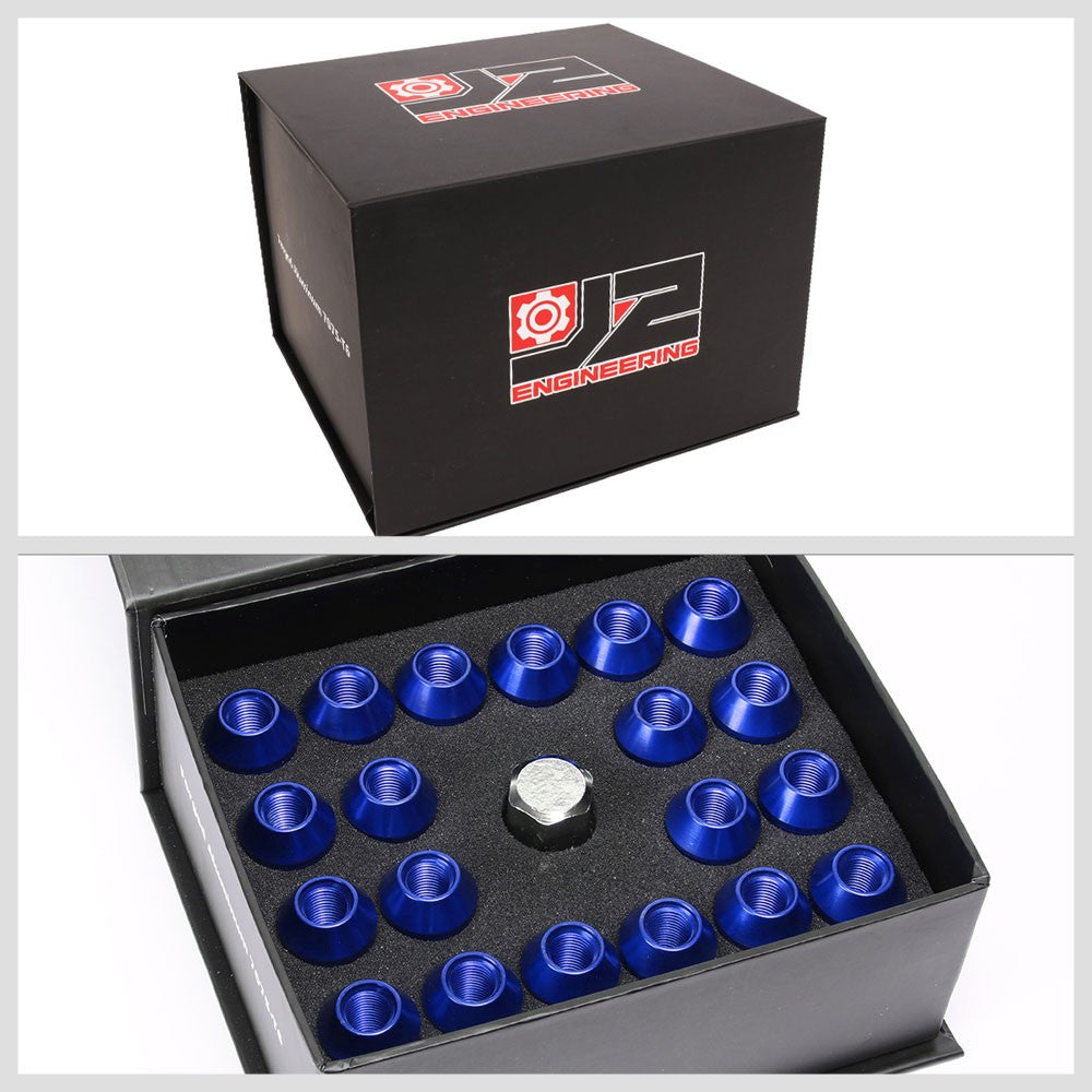 J2 Blue Open Knurled End Acorn Tuner Lug Nuts Conical Seat M12x1.25 T7-004-Car & Truck Wheels-BuildFastCar